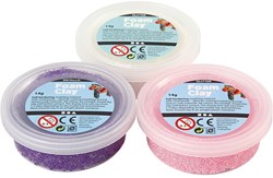 Creativ Company Foam Clay Modelliermasse rosa lila weiß Glitzer metallic 3x14g