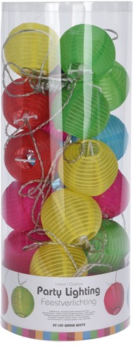 Feestverlichting Outdoor. 20 Led Lampionnen.  Ip44 Adapter 240V 10.75M.