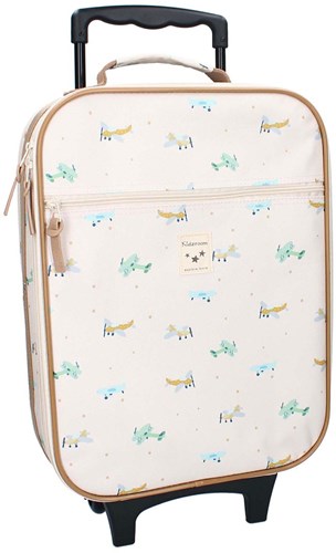 Kidzroom Trolley Kinderkoffer Flugzeuge - Small Talk Kollektion - hellgrau