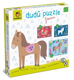 Ludattica Holz-Formpuzzle Bauernhoftiere buntes Spielzeug