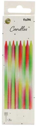Folat Kerzen Neon Delight Geburtstagskerzen 24 Stück Neonfarben-2
