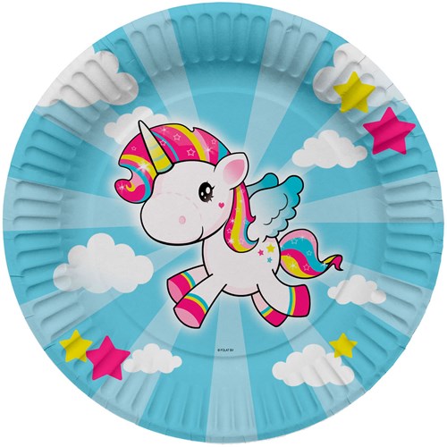 Folat - Einhorn Pappteller 23cm für Kindergeburtstag, 8 Stück-2