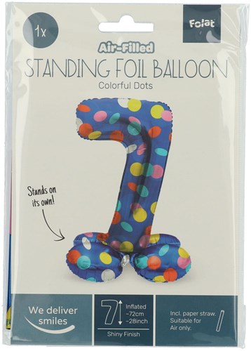 Folat Folienballon Zahl 7 bunte Punkte Geburtstag 72 cm