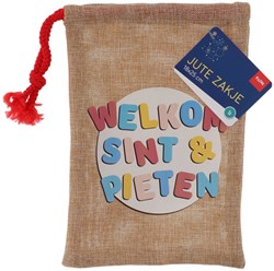 Folat Jute Geschenkbeutel Willkommen Sint & Pieten Sinterklaas 18x25cm