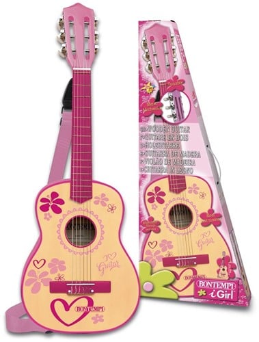 BONTEMPI WOODEN GUITAR 75 CM I GIRL WITH SHOULDER STRAP-2