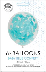 Globos Ballons Konfetti Baby Blau 30cm - Set mit 6 Partyballons