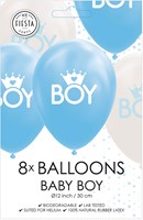 Globos Ballons Junge Baby Blau-Weiß 30cm 8 Stück Partydekoration