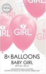 Globos Ballons Baby Mädchen rosa weiß 30cm Dekoset 8 Stück