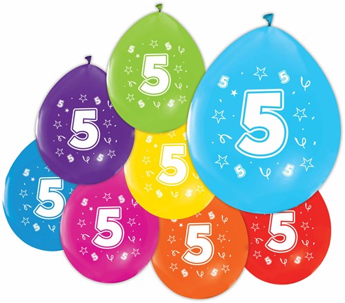 Globos Ballons Geburtstag Zahl 5 - 8 Stück bunte Latexballons-2