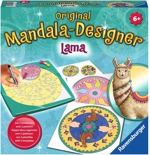 Ravensburger Mandala Designer Lama 28519, Zeichnen lernen für Kinder ab 6 Jahren, Kreatives Zeichen-Set mit Mandala-Schablonen für farbenfrohe Mandalas