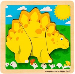 Bigjigs Holzpuzzle Stegosaurus - Lernspielzeug Dinosaurier