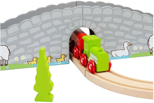 BigJigs Holz Eisenbahnbrücke Bauernhof - Spielzeug Zubehör-3