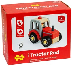 BigJigs Holztraktor Spielzeug rot - Mini Bauernhoffahrzeug