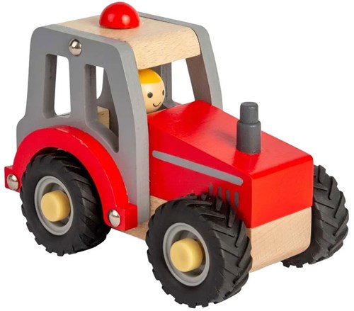 BigJigs Holztraktor Spielzeug rot - Mini Bauernhoffahrzeug-2