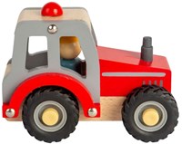 BigJigs Holztraktor Spielzeug rot - Mini Bauernhoffahrzeug-3