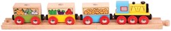 BigJigs Holzeisenbahn Obst und Gemüse - Spielzeugzug 31 cm