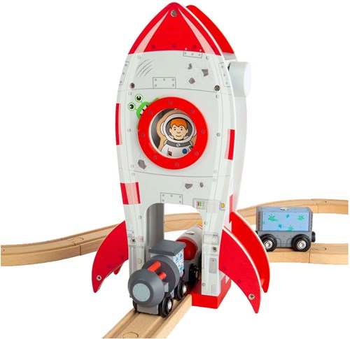 Bigjigs Holzrakete - Spielzeug Eisenbahn Zubehör Astronaut-2