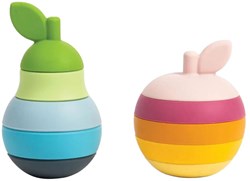 BigJigs Stapelspielzeug Silikon Apfel und Birne - Montessori Baby Beißspielzeug