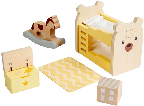 Bigjigs Holz Puppenhaus Kinderzimmer Set - FSC zertifiziertes Spielzeug-2