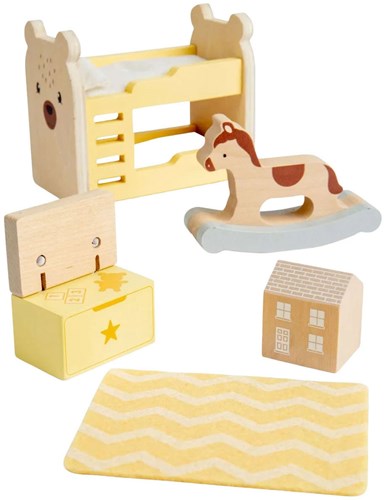 Bigjigs Holz Puppenhaus Kinderzimmer Set - FSC zertifiziertes Spielzeug-3