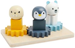BigJigs Lernspielzeug Arctic Tiere Zahnradbrett FSC Holz
