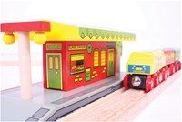 BigJigs Holzbahn Dorf-Bahnhof - Spielzeug Zugzubehör-3