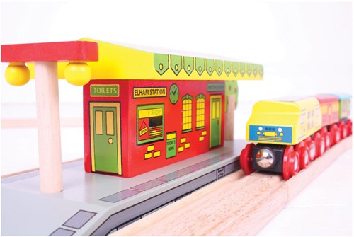 BigJigs Holzbahn Dorf-Bahnhof - Spielzeug Zugzubehör-3