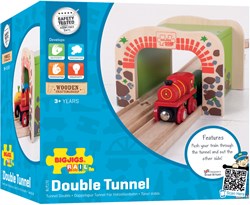 BigJigs Holzeisenbahn Doppelspur Tunnel - Holzspielzeug
