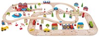 Bigjigs Holz Stadt Eisenbahn und Autoset - 110-teiliges Spielzeug-2