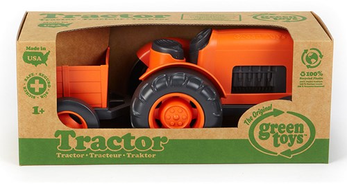 Green Toys Traktor nachhaltiges Spielzeug orange mit Anhänger
