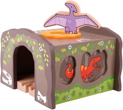 BigJigs Holz-Eisenbahntunnel - T-Rex Dinosaurier Spielzeug