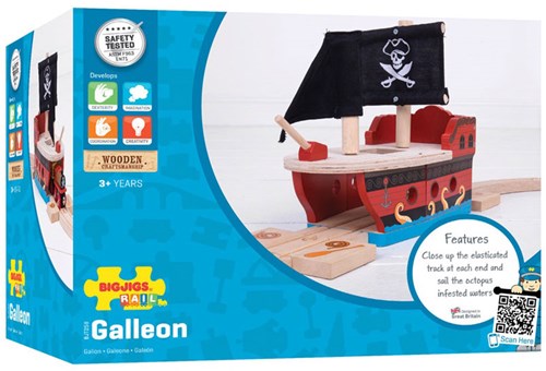 BigJigs Holz Eisenbahn Piratenschiff - Spielzeug Zug Zubehör