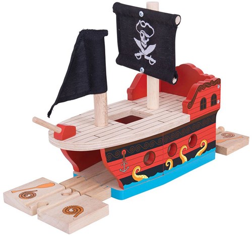 BigJigs Holz Eisenbahn Piratenschiff - Spielzeug Zug Zubehör-2
