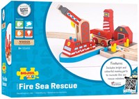 BigJigs Holz Feuerwehr Rettungsstation Eisenbahn Spielzeug