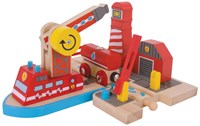 BigJigs Holz Feuerwehr Rettungsstation Eisenbahn Spielzeug-2