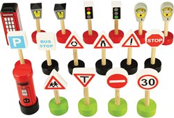 BigJigs Holz-Verkehrsschilder Spielset - 18-teiliges Set