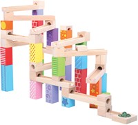 BigJigs Kugelbahn Holzspielzeug - bunte Bauset 53-teilig-2