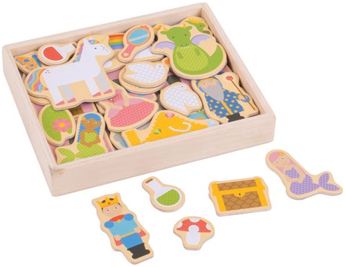 BigJigs Holzmagnete Fantasie - bunte magnetische Spielzeugset