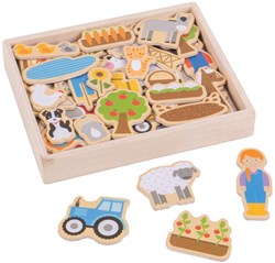 BigJigs Holz Bauernhof Magnetspielzeug Set - 35 Stück