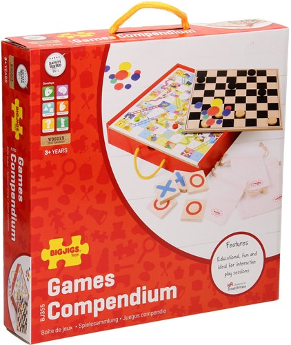 BigJigs Holz Spielekompendium klassisches Brettspiel Reisespiel