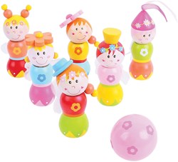 BigJigs Holz Kegelspiel Feen - 7-teiliges Kinderspiel