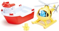 Green Toys Rettungsboot Spielzeug mit Hubschrauber nachhaltiges Badespielzeug-2