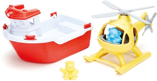 Green Toys Rettungsboot mit Hubschrauber-2
