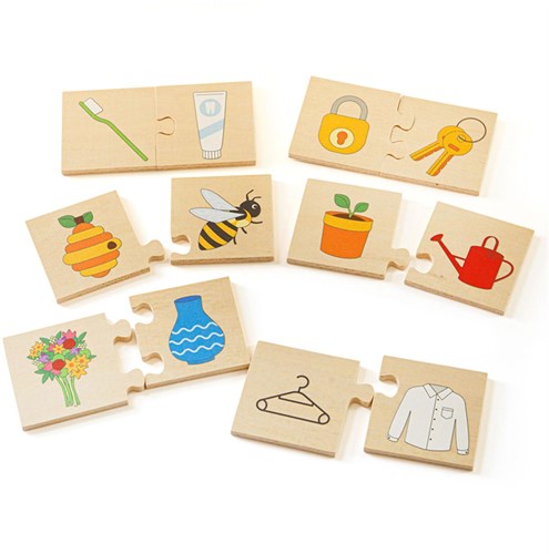 BigJigs Lernspielzeug Holzpuzzle Dinge die zusammengehören Kinder