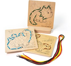 BigJigs Holz Dinosaurier Fädelspiel - Lernspielzeug für Kinder