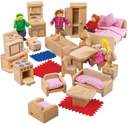 Bigjigs Puppenfamilie und Möbel