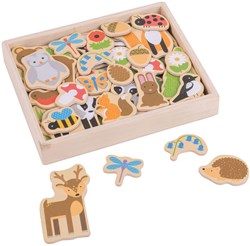 BigJigs Magnetspielzeug Holz Waldtiere - 35 Stück magnetisch