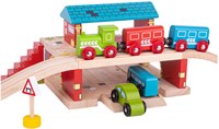 Bigjigs Holzstation Oberirdisch - Eisenbahnschienen & Straße