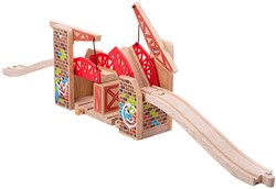BigJigs Holz Doppel-Hubbrücke Graffiti - Eisenbahn Zubehör
