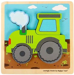BigJigs Holzpuzzle Traktor - Kleinkind Spielzeug - 5 Teile